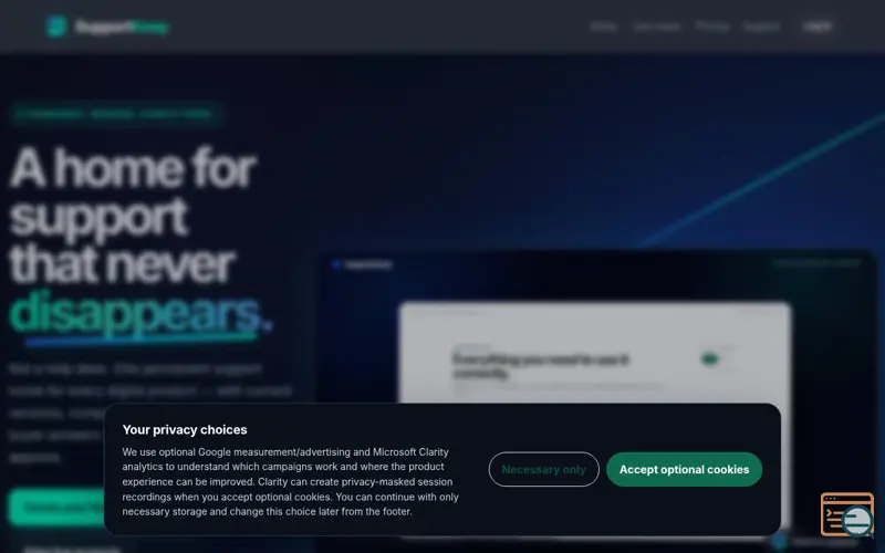Screenshot of SupportKeep