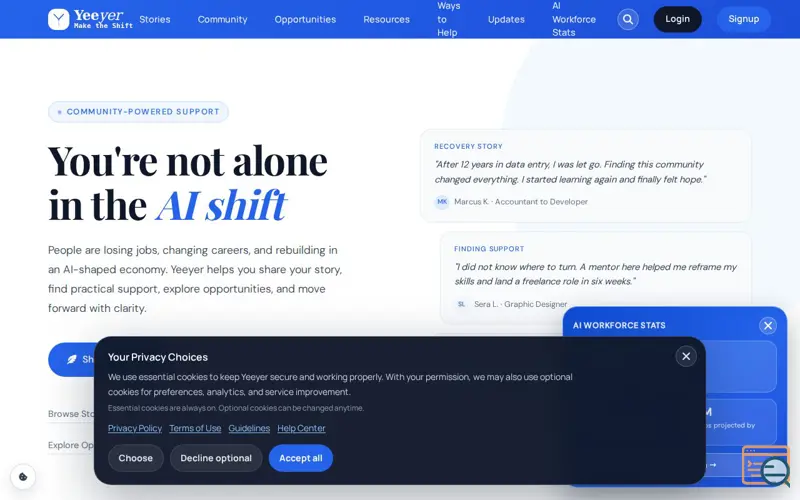 Screenshot of Yeeyer — Make the Shift