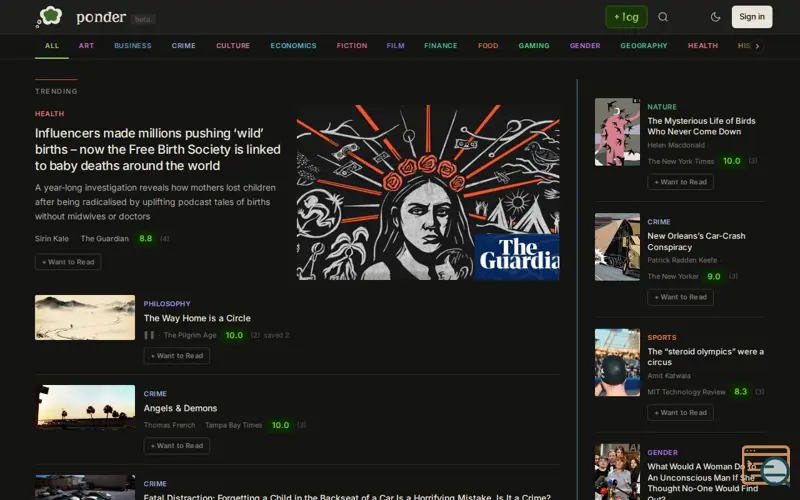 Screenshot of Ponder