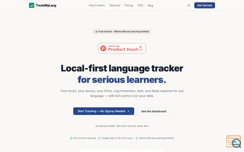 Screenshot of TrackMyLang
