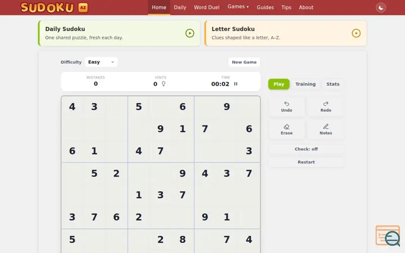 Screenshot of Sudoku AZ