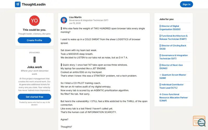 Screenshot of ThoughtLeadin