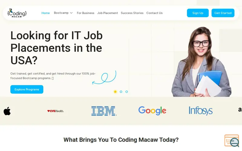 Screenshot of Coding Macaw Bootcamp