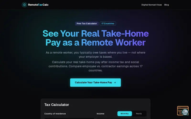 Screenshot of Remote Work Tax Calculator