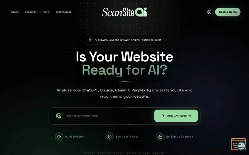Screenshot of ScanSite AI