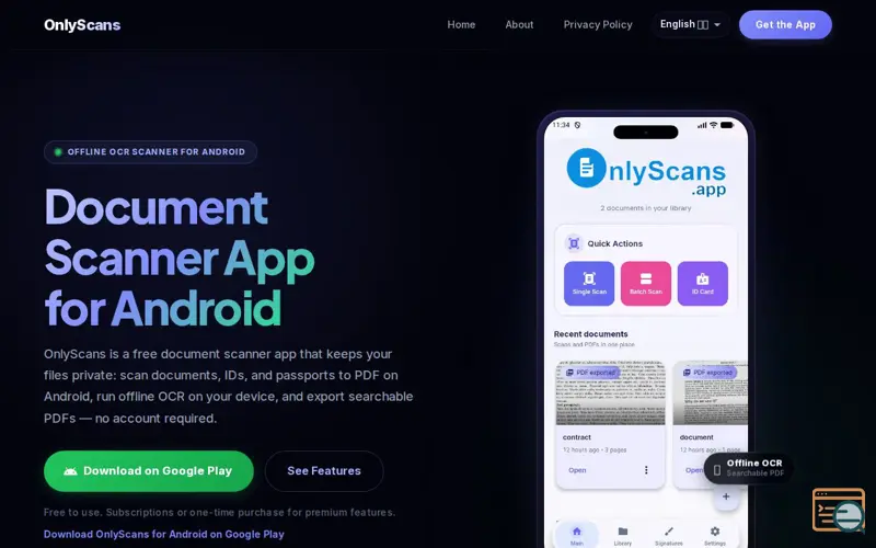 Screenshot of OnlyScans