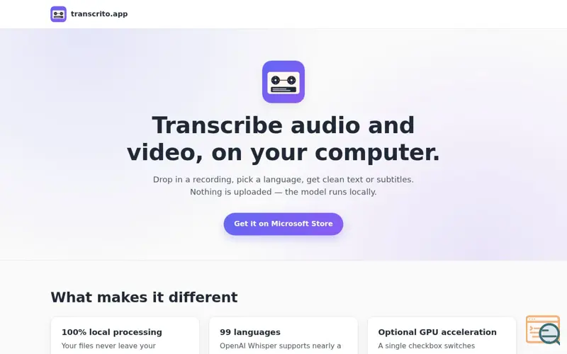 Screenshot of transcrito.app