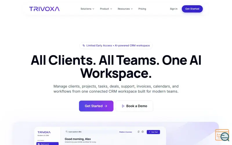 Screenshot of Trivoxa AI CRM