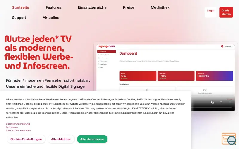 Screenshot of SignageNow