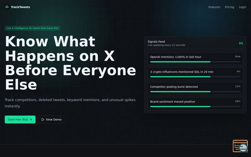 Screenshot of Tracktweets