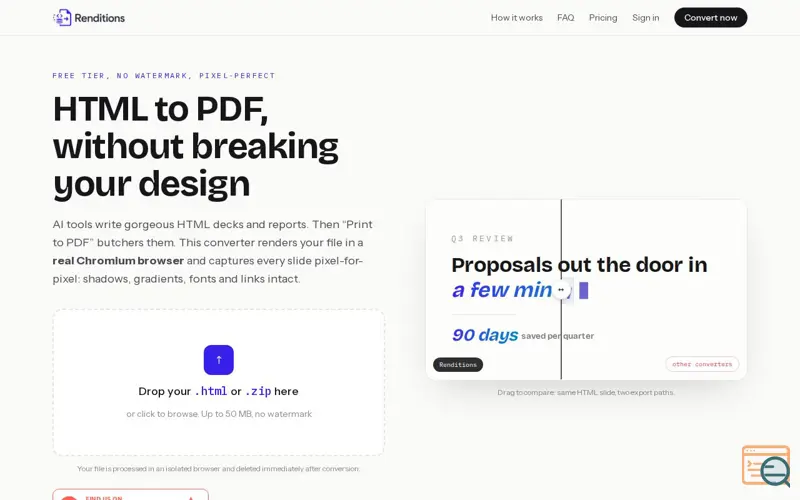 Screenshot of Renditions