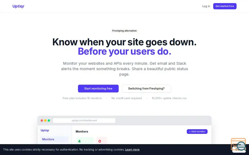 Screenshot of Uptiqr