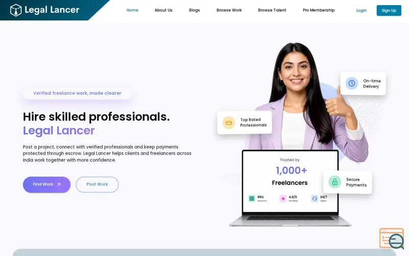Screenshot of Legal Lancer India