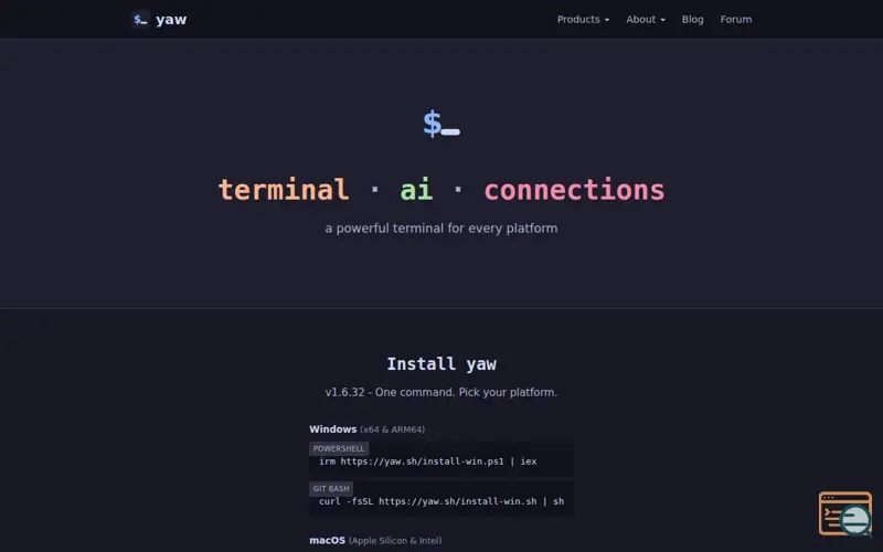 Screenshot of Yaw Terminal
