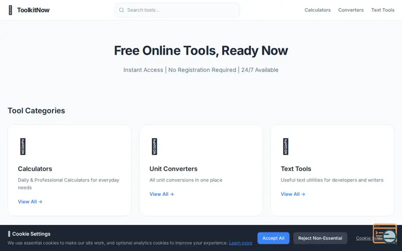 Screenshot of ToolkitNow