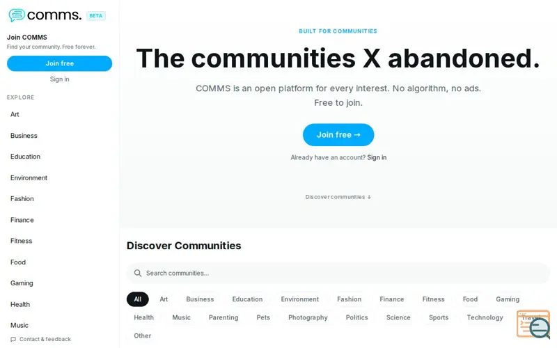 Screenshot of Comms.