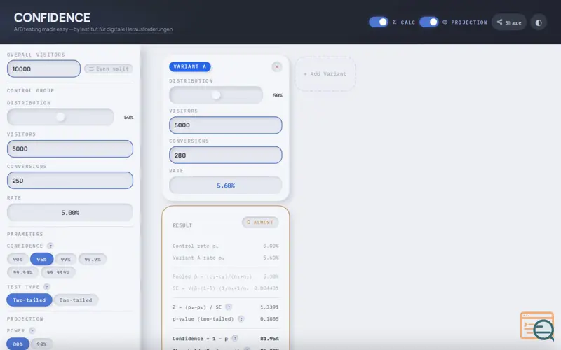 Screenshot of Confidence
