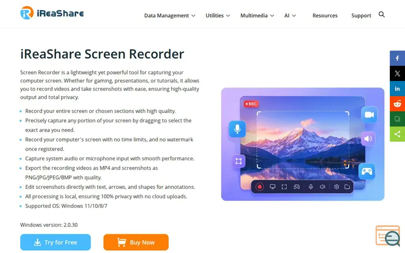 Screenshot of iReaShare Screen Recorder