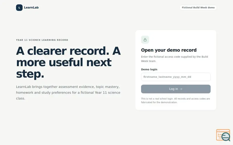 Screenshot of LearnLab