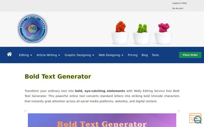 Screenshot of Bold Text Generator