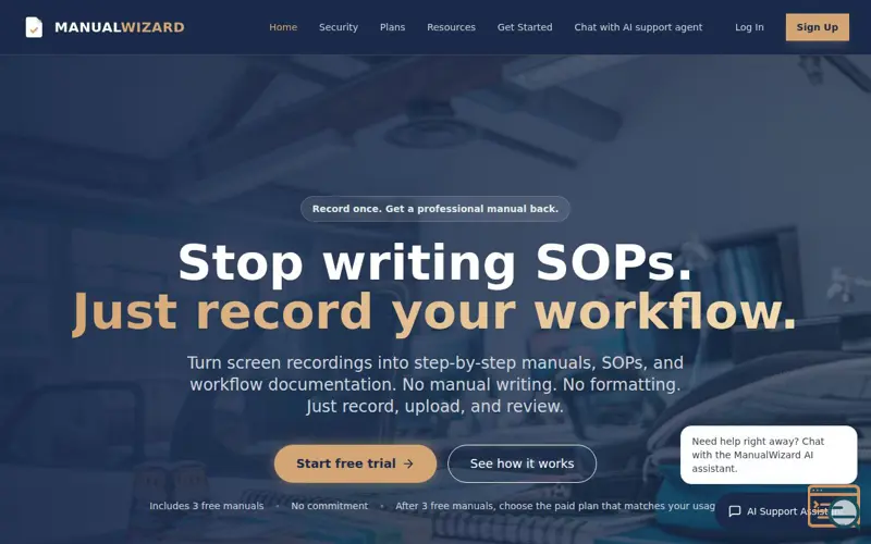 Screenshot of ManualWizard