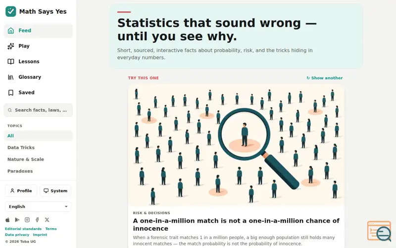 Screenshot of Math Says Yes
