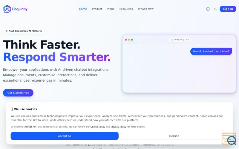 Screenshot of Eloquintly AI