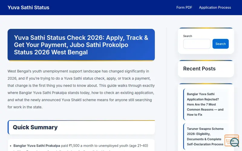 Screenshot of yuvasathistatus.com