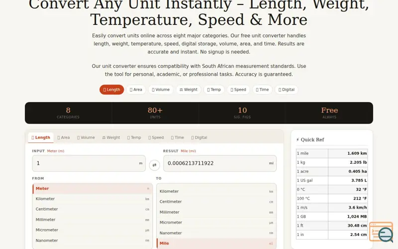 Screenshot of All Units Converter