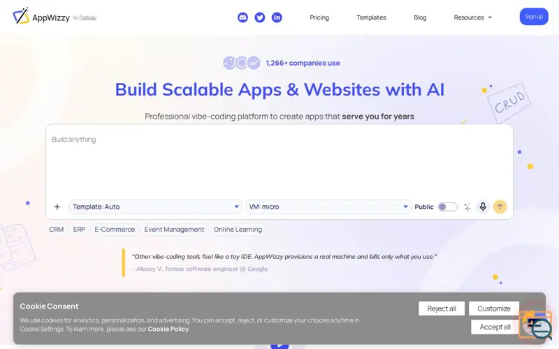Screenshot of AppWizzy