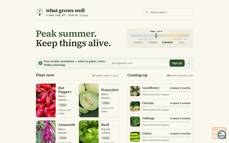 Screenshot of What Grows Well