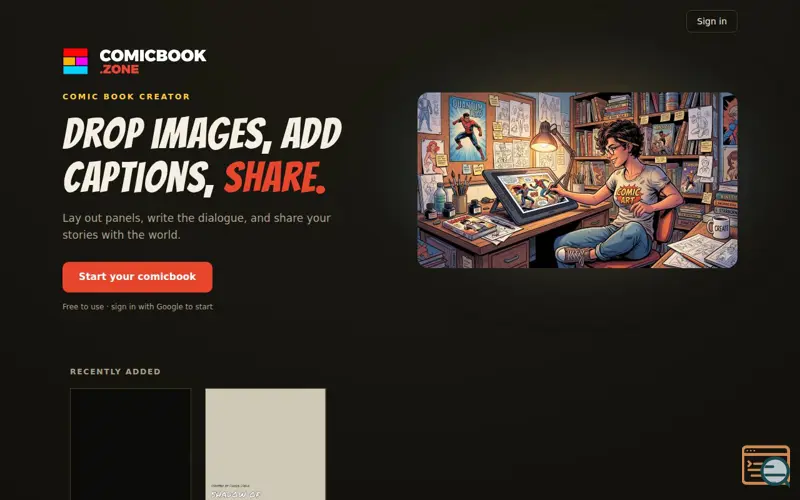 Screenshot of COMICBOOK.ZONE