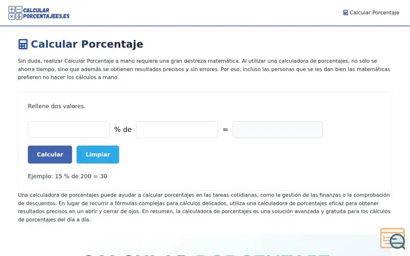Screenshot of Calcular Porcentaje