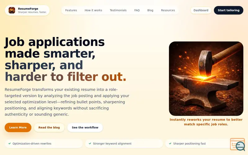 Screenshot of ResumeForge