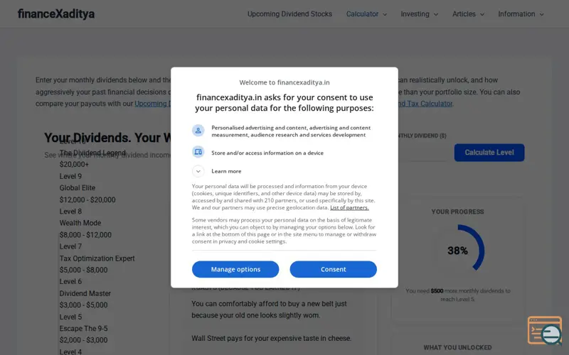 Screenshot of Dividend Income Roaster