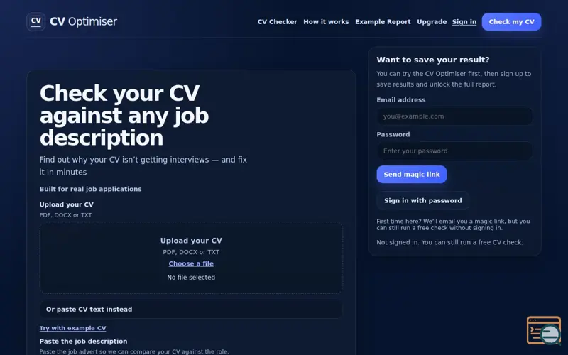 Screenshot of CV Optimiser