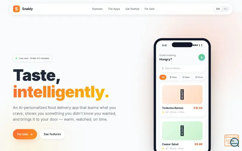 Screenshot of Snakly — taste, intelligently.