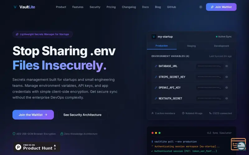 Screenshot of VaultLite