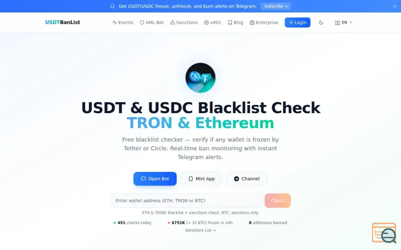 Screenshot of USDTBanList