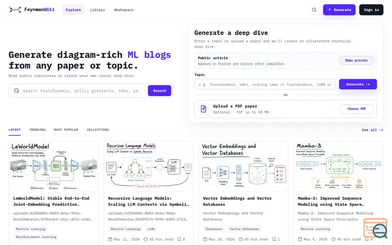 Screenshot of FeynmanWiki