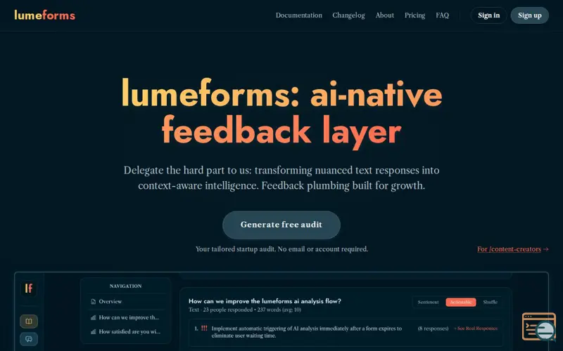 Screenshot of Lumeforms