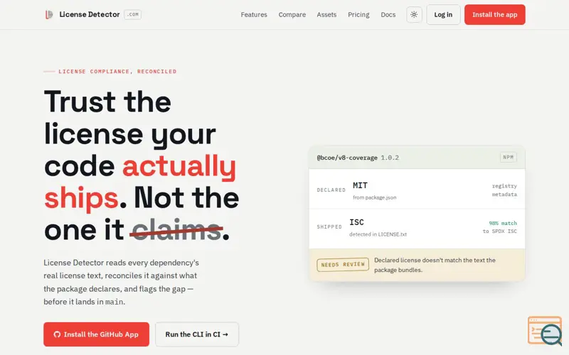 Screenshot of License Detector
