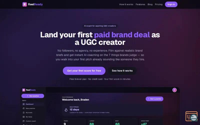 Screenshot of ReelReady