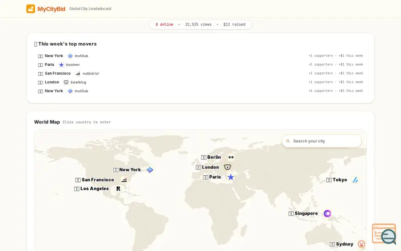 Screenshot of MyCityBid