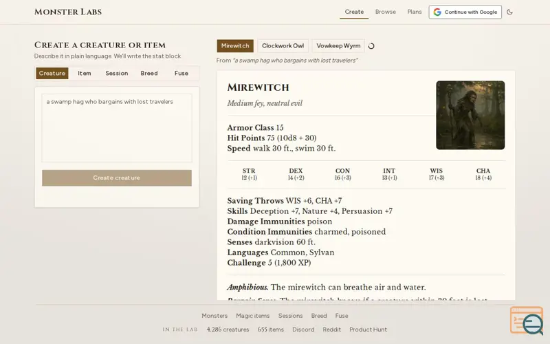 Screenshot of Monster Labs
