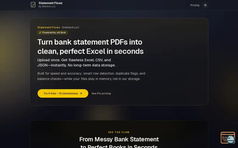 Screenshot of Statement Flowz 