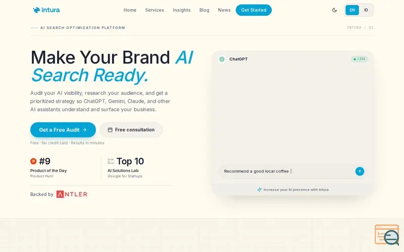 Screenshot of Intura (for Marketing)