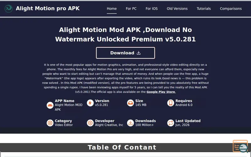 Screenshot of Alight Motion pro APK, a launch using Google Publisher Tag