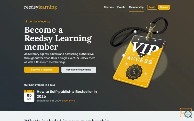 Screenshot of Reedsy Learning, a launch using Tolt