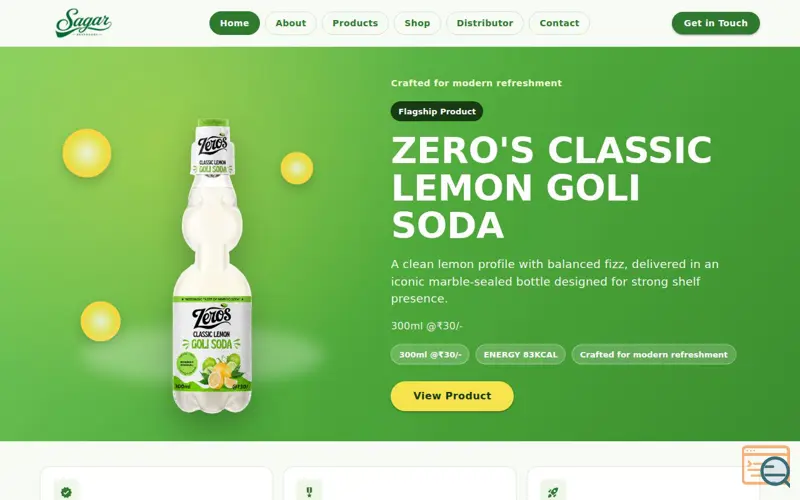 Screenshot of Zeros Classic Lemon Goli Soda